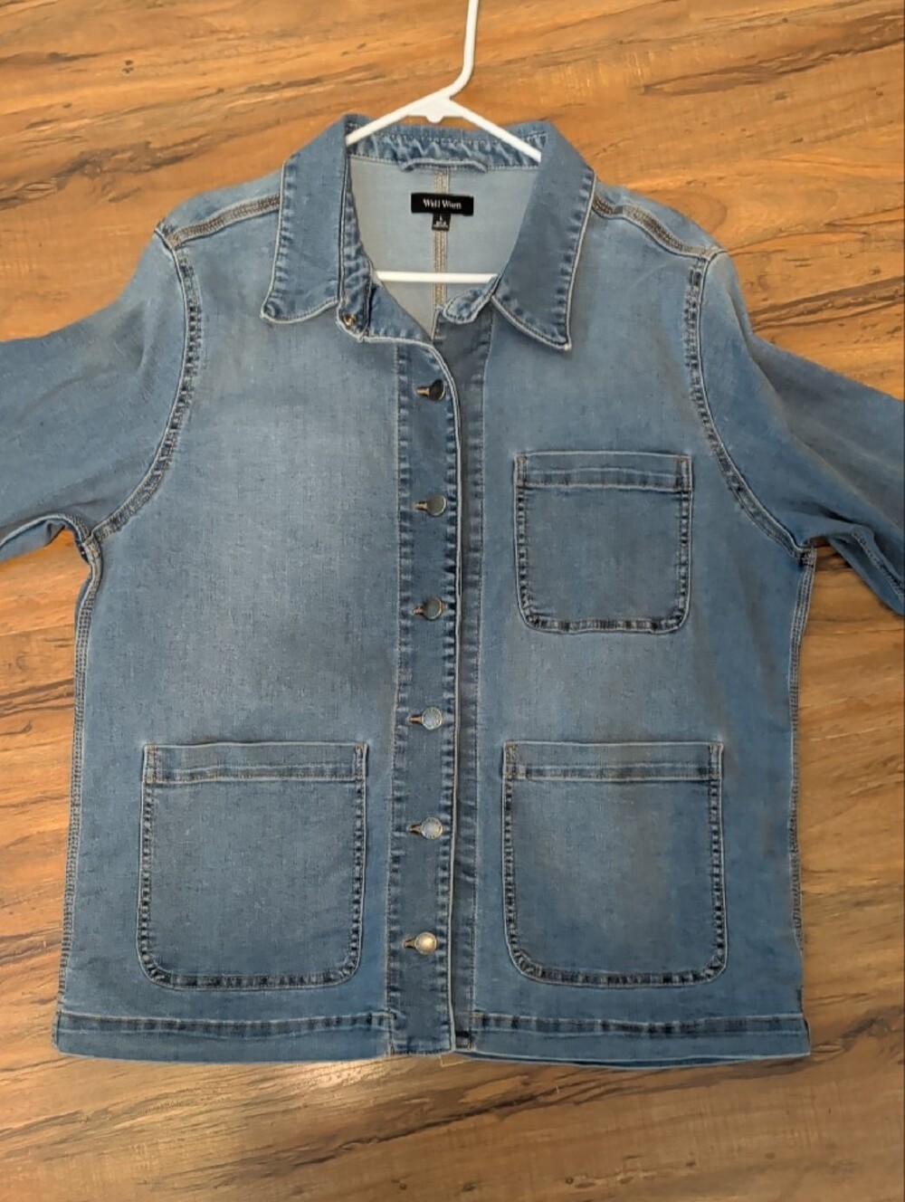 Well Worn Light Blue Denim Jacket with Patch Pockets